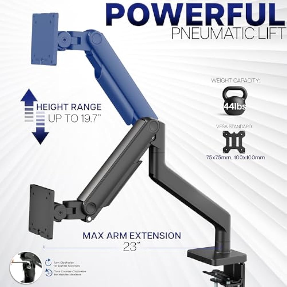 vivo heavy duty aluminum ultrawide monitor tension arm for 49 inch screens, black, stnd-v101v
