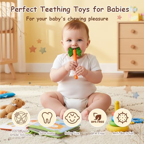 easter baby silicone carrot rabbit hollow teething tubes sensory chew toys for infants over 3 months