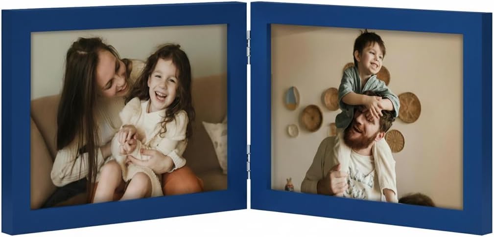 decorUhome double 4x6 picture frame vertical engineered wood bifold photo frame with plexiglass tabletop display black