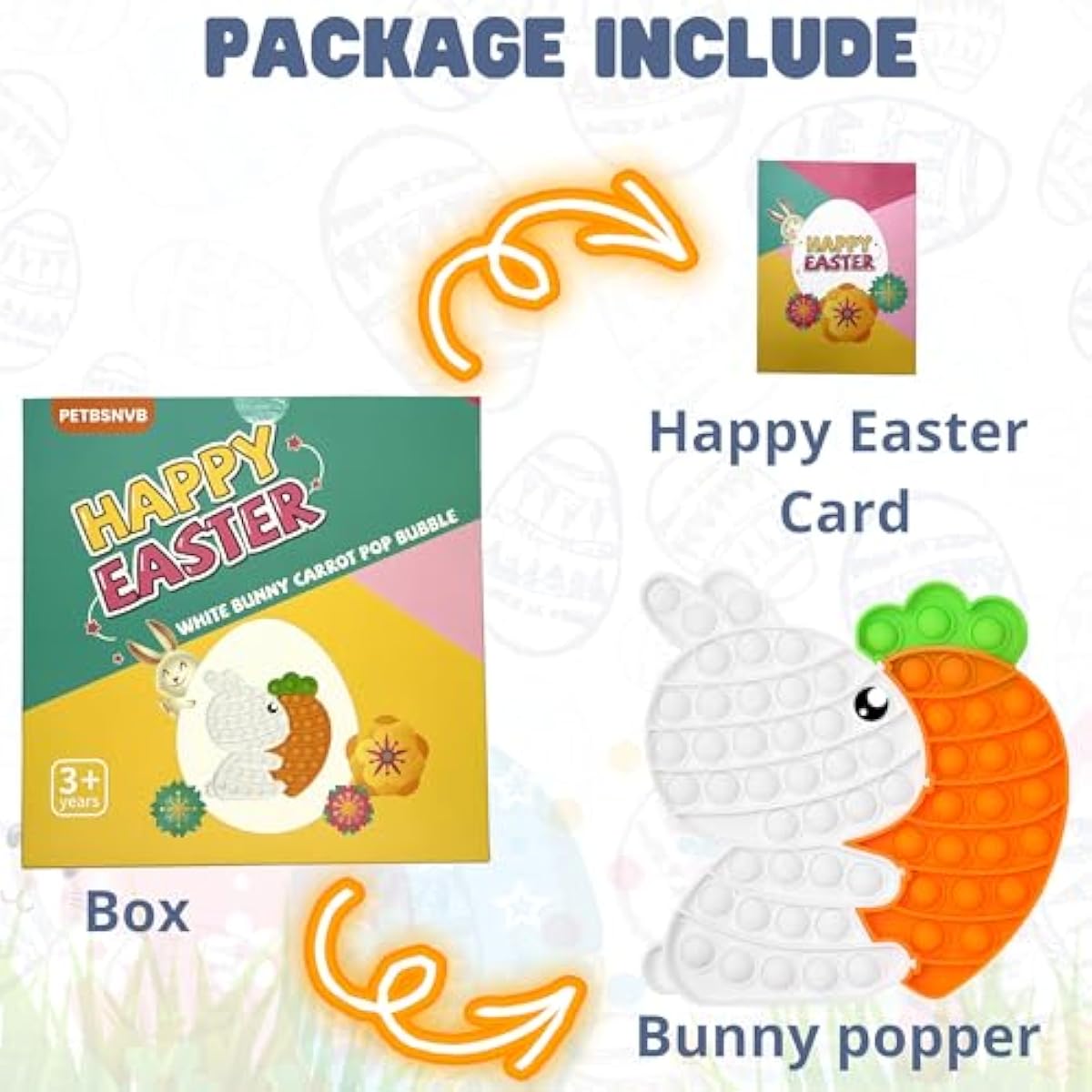 white easter bunny poppers bunny carrot pop bubble fidget sensory toys puzzle popper for kids toddler gift development toy