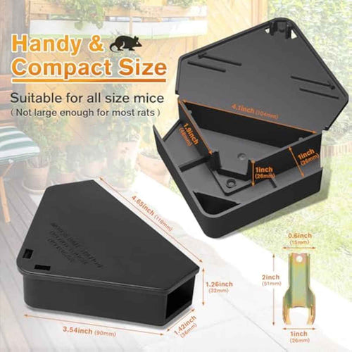 Anblak Mouse Station with Keys Black 6 Pack, Key Required Mouse Stations, Mice Stations, Keeps Children and Pets Safe Indoor & Outdoor