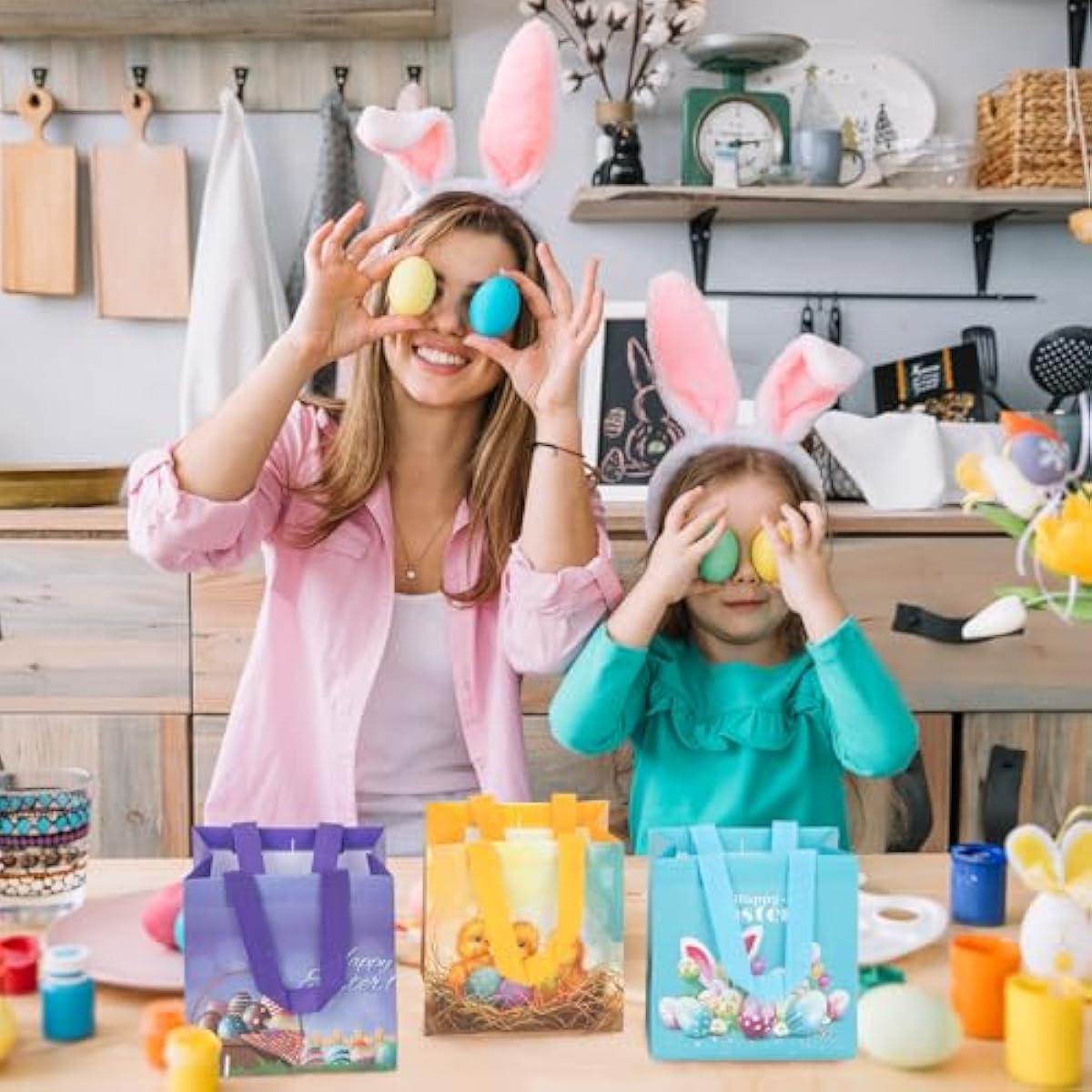 ysmile non-woven easter gift bags for kids reusable treat bags 8 pack small egg hunt basket