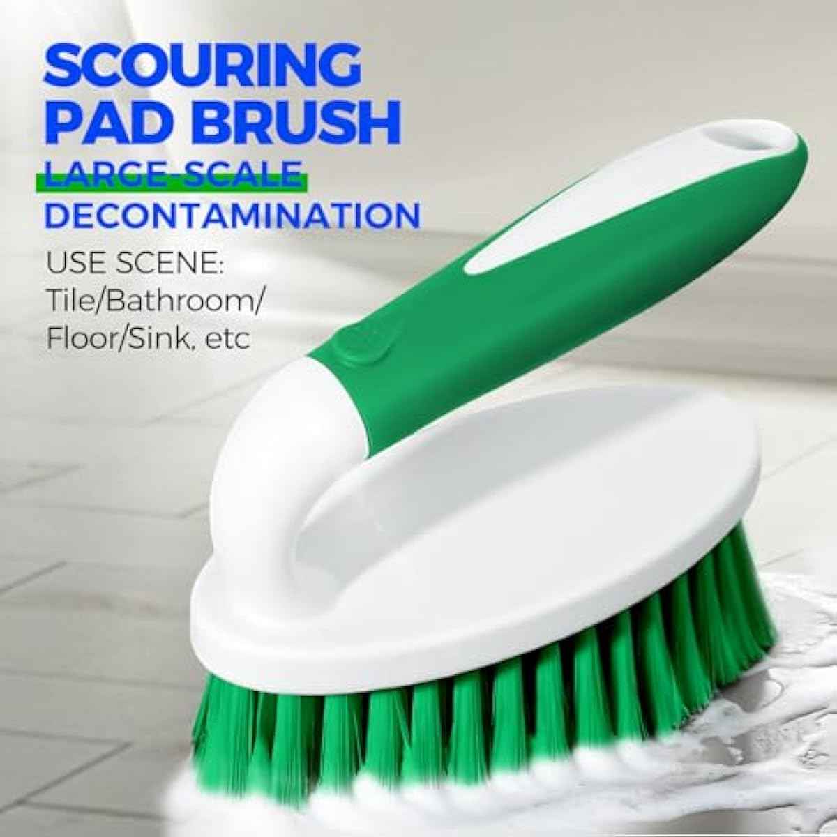 Holikme Cleaning Brush Set for Household Use, Scrub Brush, Kitchen Brush, Tile Lines Brush for Bathroom, Floor, Tub, Shower and Kitchen Surface (Green)