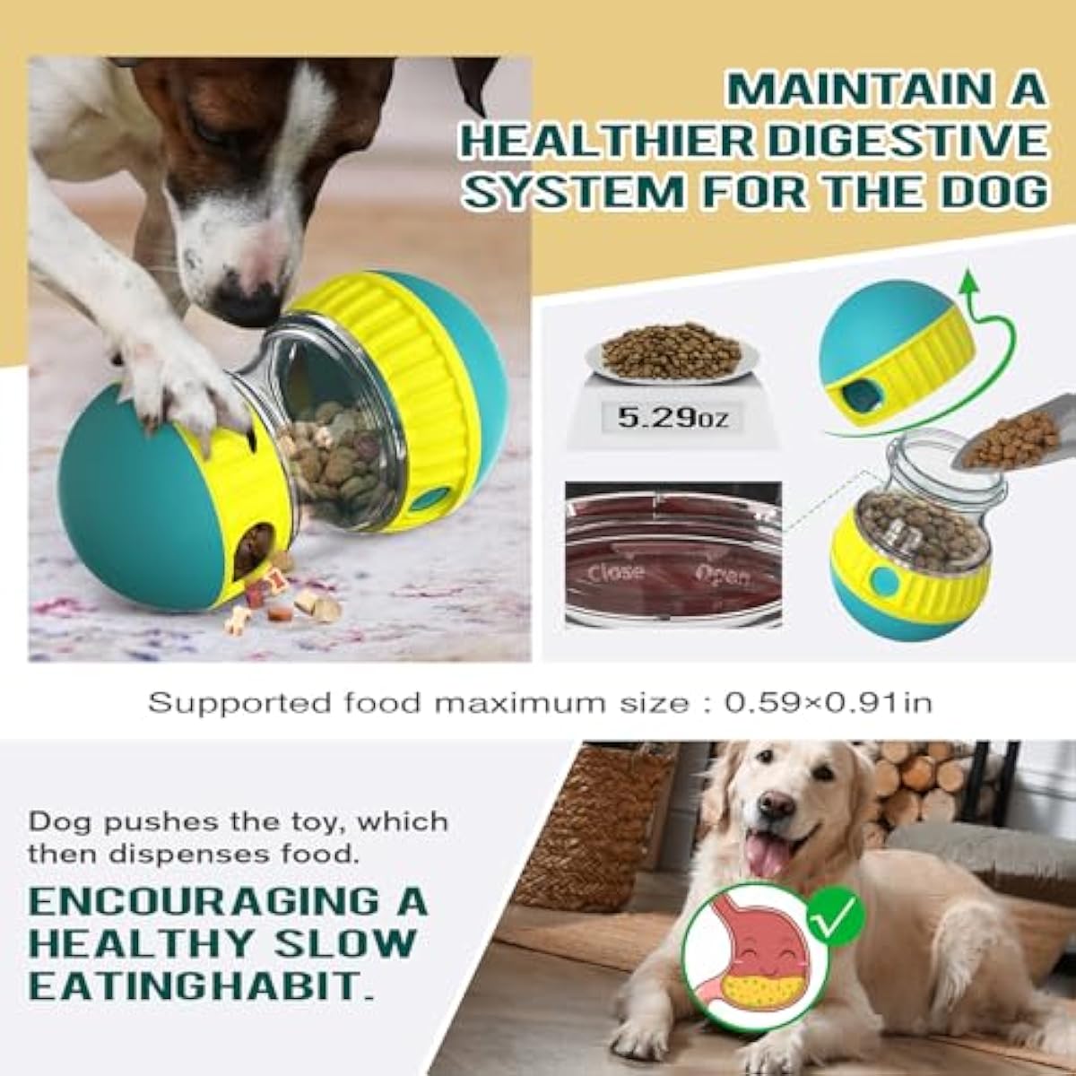 adjustable treat dispensing ball for small medium large dogs to keep them busy, green