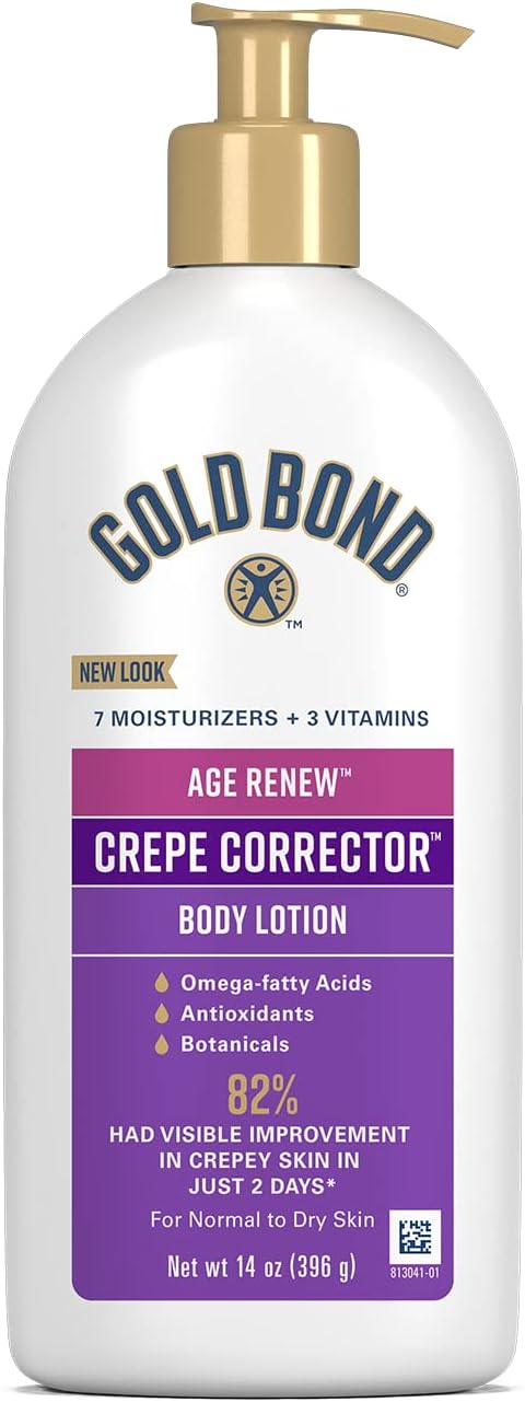 Gold Bond Age Renew Crepe Corrector Body & Face Lotion, 14 oz, Replenishing Smoothing Formula, Fragrance Free, Dermatologist Tested