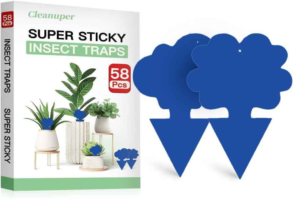 58 Pack Flying Insect Traps for Plants – Green Sticky Traps for Fungus Gnats, Flies & Flying Bugs, Indoor Outdoor Flying Bug Catcher for Pots, Garden & Kitchen, Non-Toxic, Odorless, Kid & Pet Safe