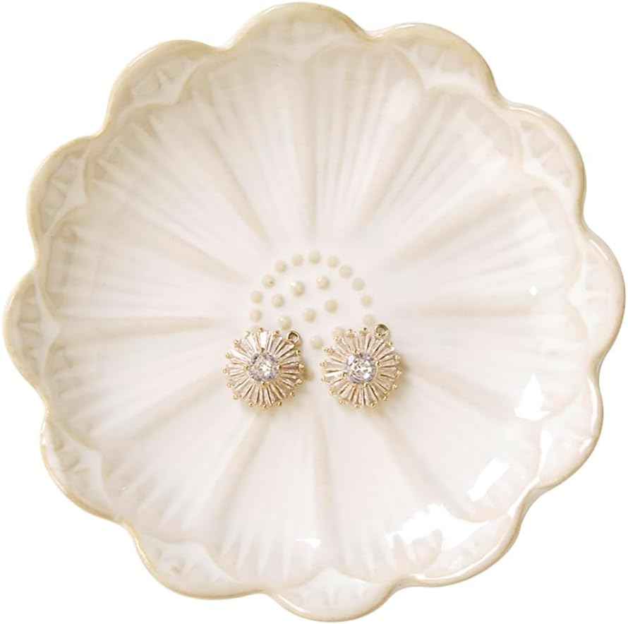 Lotus Leaf Shape Decorative Ring Tray, Small Key Bowl, Ceramic Trinket Tray Jewelry Dish Organizing Necklace Earrings, Home Decoration for Mom Best Friend Sister, Pink.