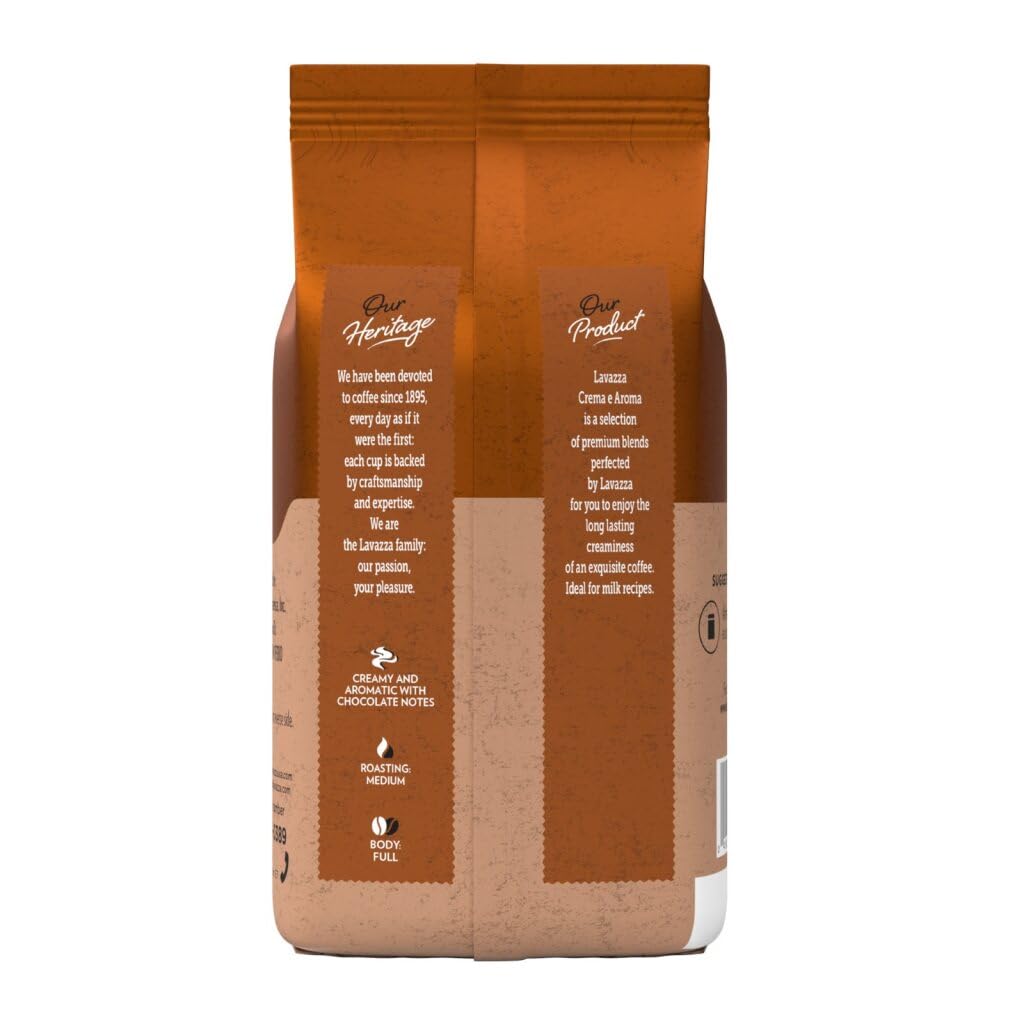Lavazza Crema E Aroma whole bean coffee, 2.2-pound bag, non-GMO, medium roast with earthy flavor and long-lasting crema