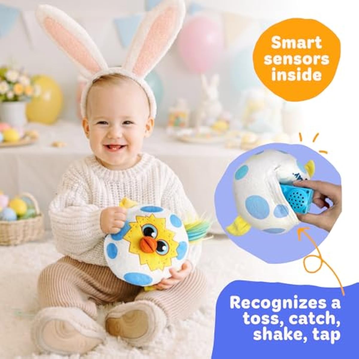 Move2Play Easter Egg Toss Kids Game for ages 3-8, indoor/outdoor hilarious fun toy for toddlers, boys and girls