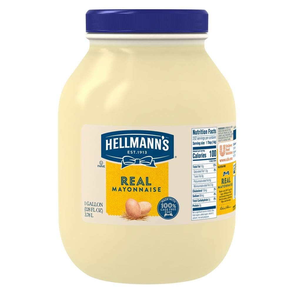 Hellmann's 1 Gallon, 128 oz, 100% Cage Free Eggs Mayonnaise Jar, Gluten Free, Vegetarian, Kosher