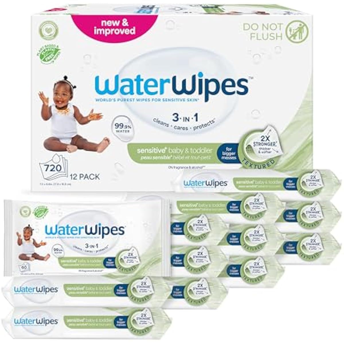 waterwipes sensitive+ baby & toddler 3-in-1 wipes 540 count unscented hypoallergenic