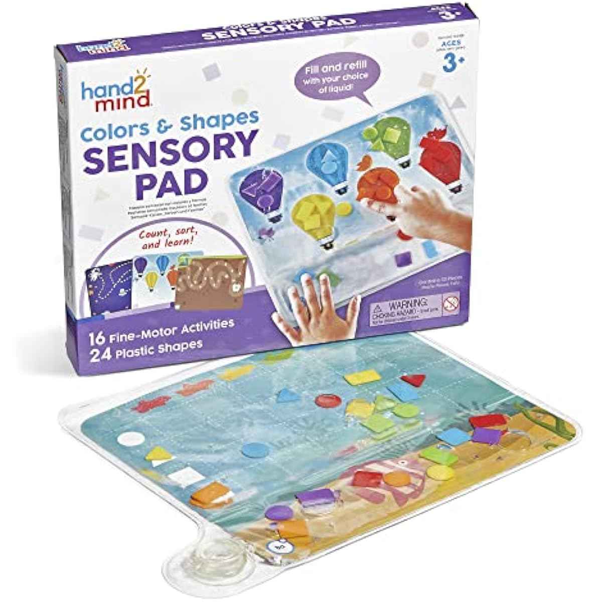 hand2mind Colors and Shapes Sensory Pad, Fine Motor Skills Toys for 3 Year Old, Sensory Toys for Sensory Play, Occupational Therapy Toys, Calming Toys for Kids, Shape Sorting Toy, Calm Down Corner