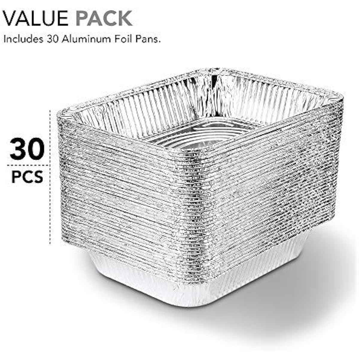 Stock Your Home Aluminum Pans 9x13 Disposable Foil Pans (30 Pack) - Half Size Steam Table Deep Trays - Tin Foil Pans Great for Cooking, Heating, Storing, Prepping Food