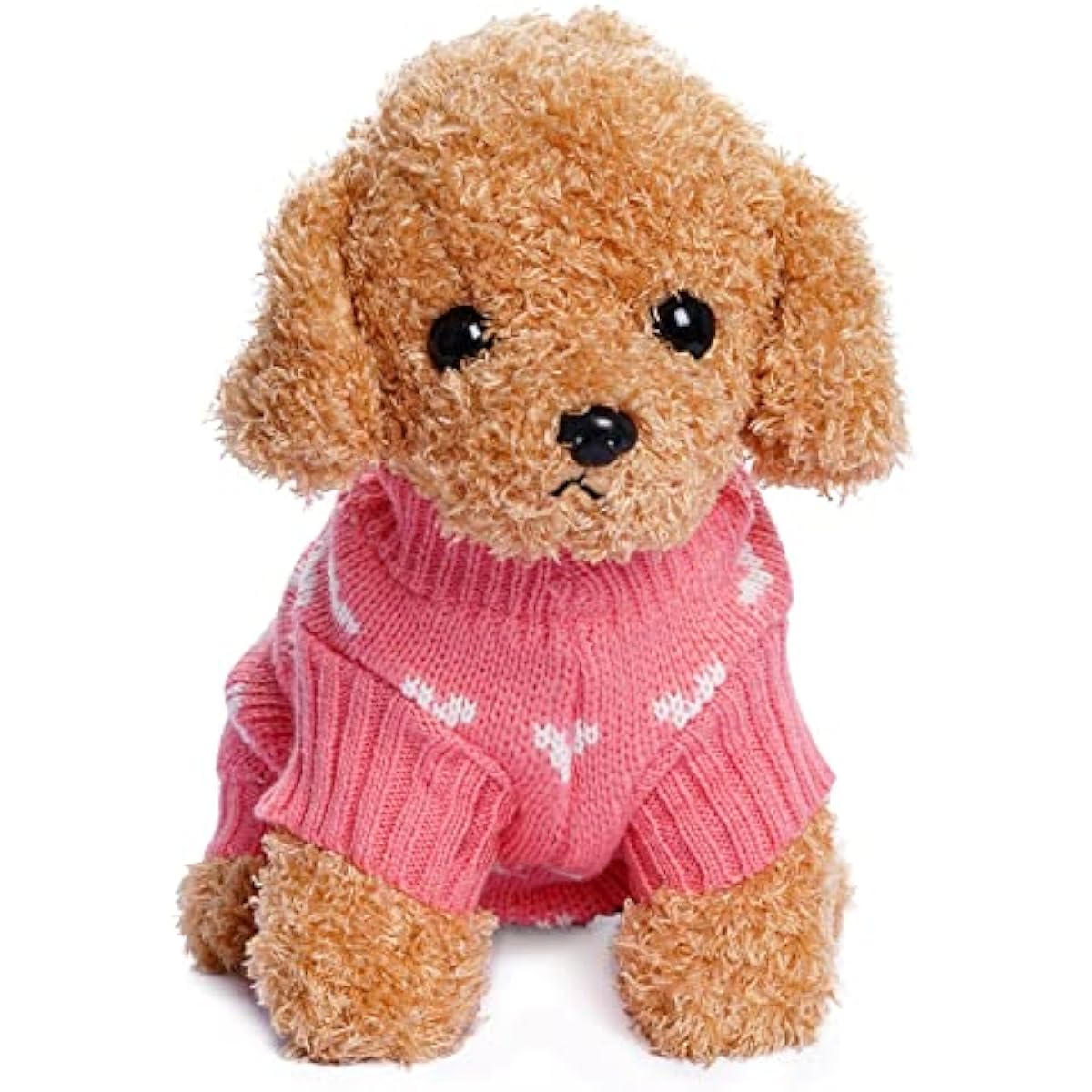 Dxhycc pink heart puppy sweater for small cats and dogs, soft warm winter pet clothes, size S