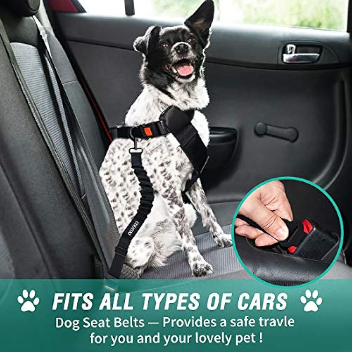 cooyoo dog seat belt 3 piece set adjustable nylon pet safety harness heavy duty elastic