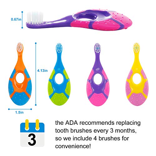 slotic baby toothbrush for 0-2 years, safe and sturdy, toddler oral care teether brush, dentist recommended (4-pack)