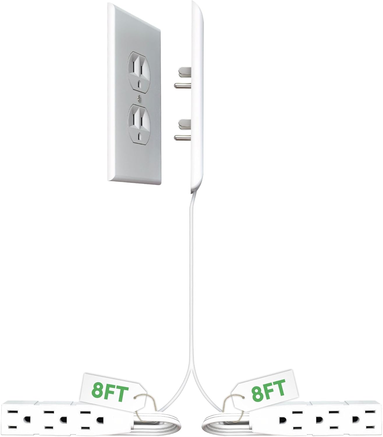 Sleek Socket original flat ultra-thin outlet concealer with extension cord kit, 3ft, multi-outlet power strip for home improvement
