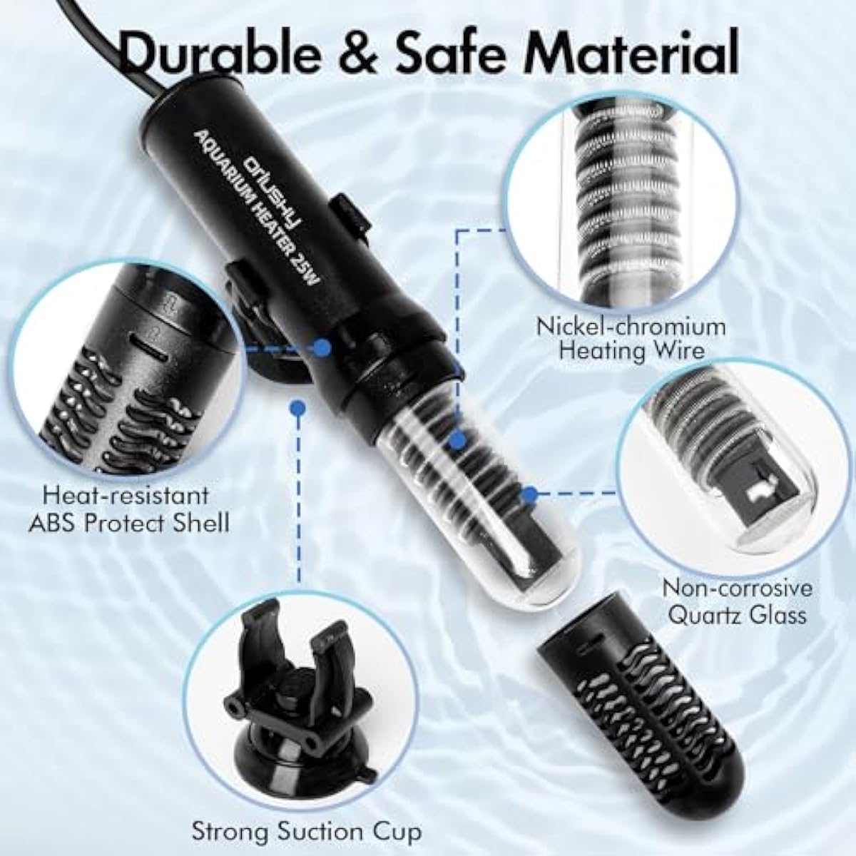orlushy 25w small submersible aquarium heater for betta fish tank 78℉ constant temperature 1-6 gallons freshwater saltwater