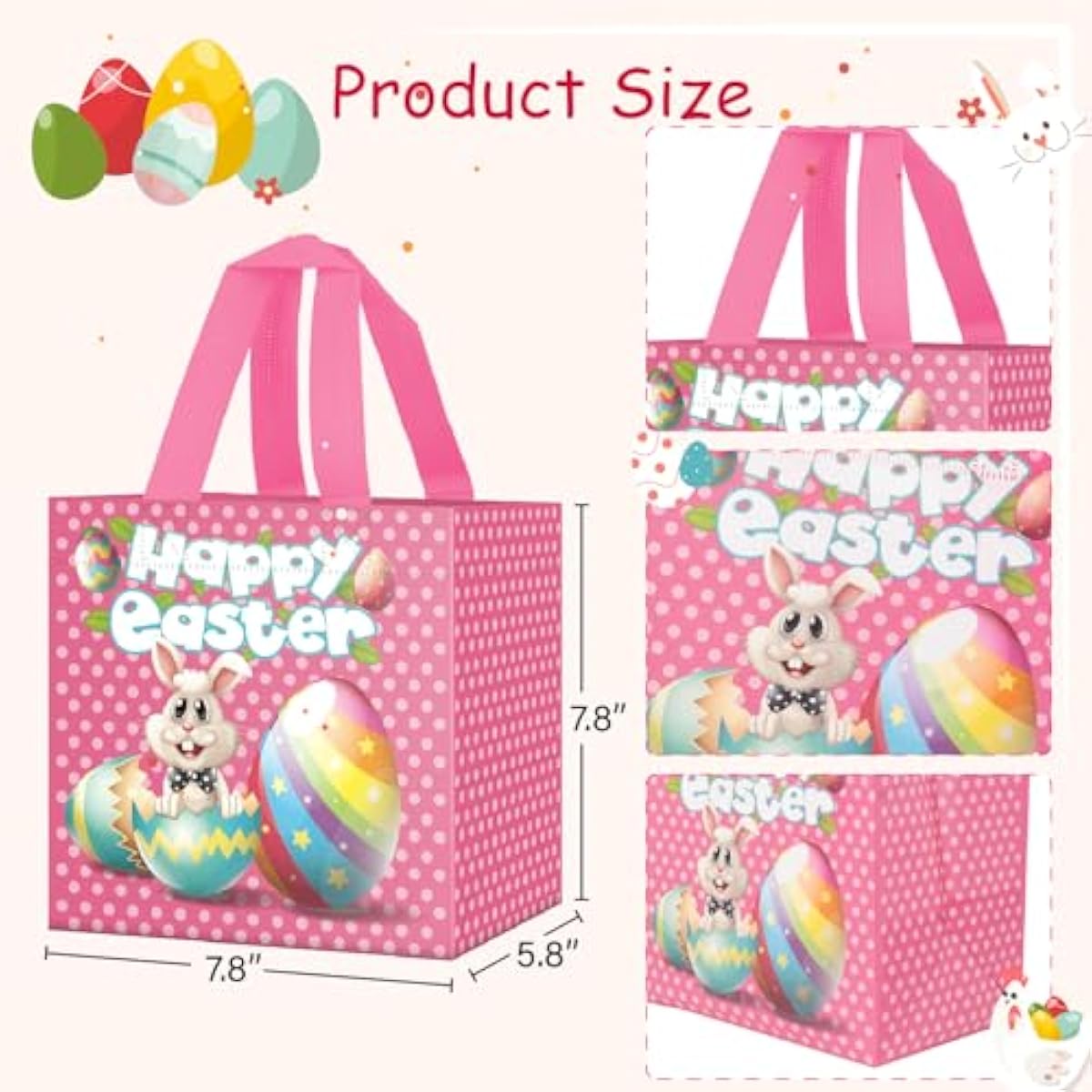 ysmile non-woven easter gift bags for kids reusable treat bags 8 pack small egg hunt basket