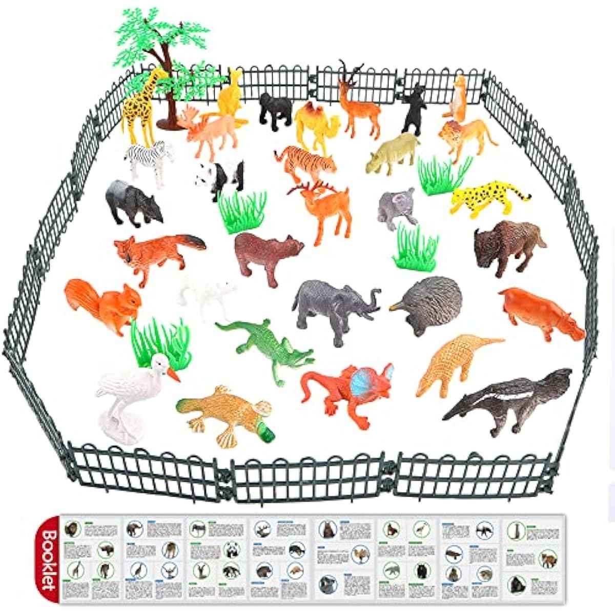 Animals Figure,54 Piece Mini Jungle Toys Set,ValeforToy Realistic Wild Vinyl Plastic Animal Learning Party Favors for Boys Girls Kids Toddlers Forest Small Playset Cupcake Topper