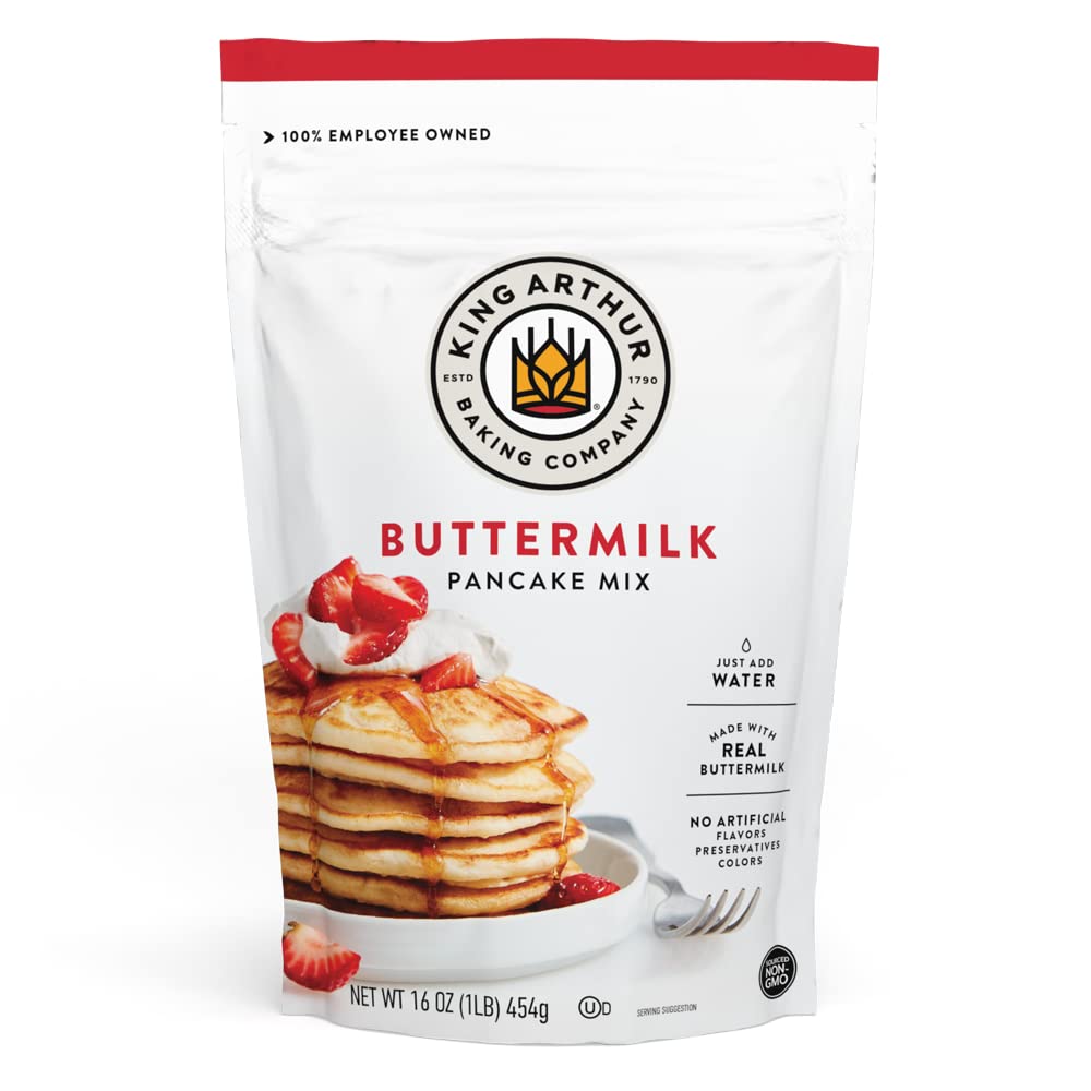 King Arthur Buttermilk Pancake Mix, Non-GMO, Kosher, Just Add Water, 16 Oz, Makes 22 Pancakes