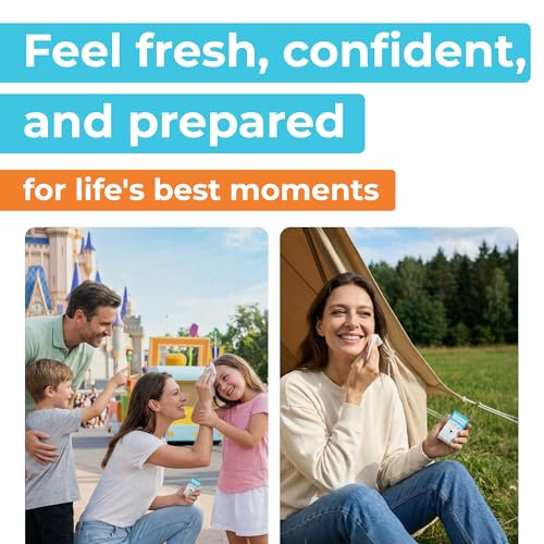 Compact Travel Flushable Wipes for Sensitive Skin - 99.5% Water and Aloe - 8 Pack 48 Wipes