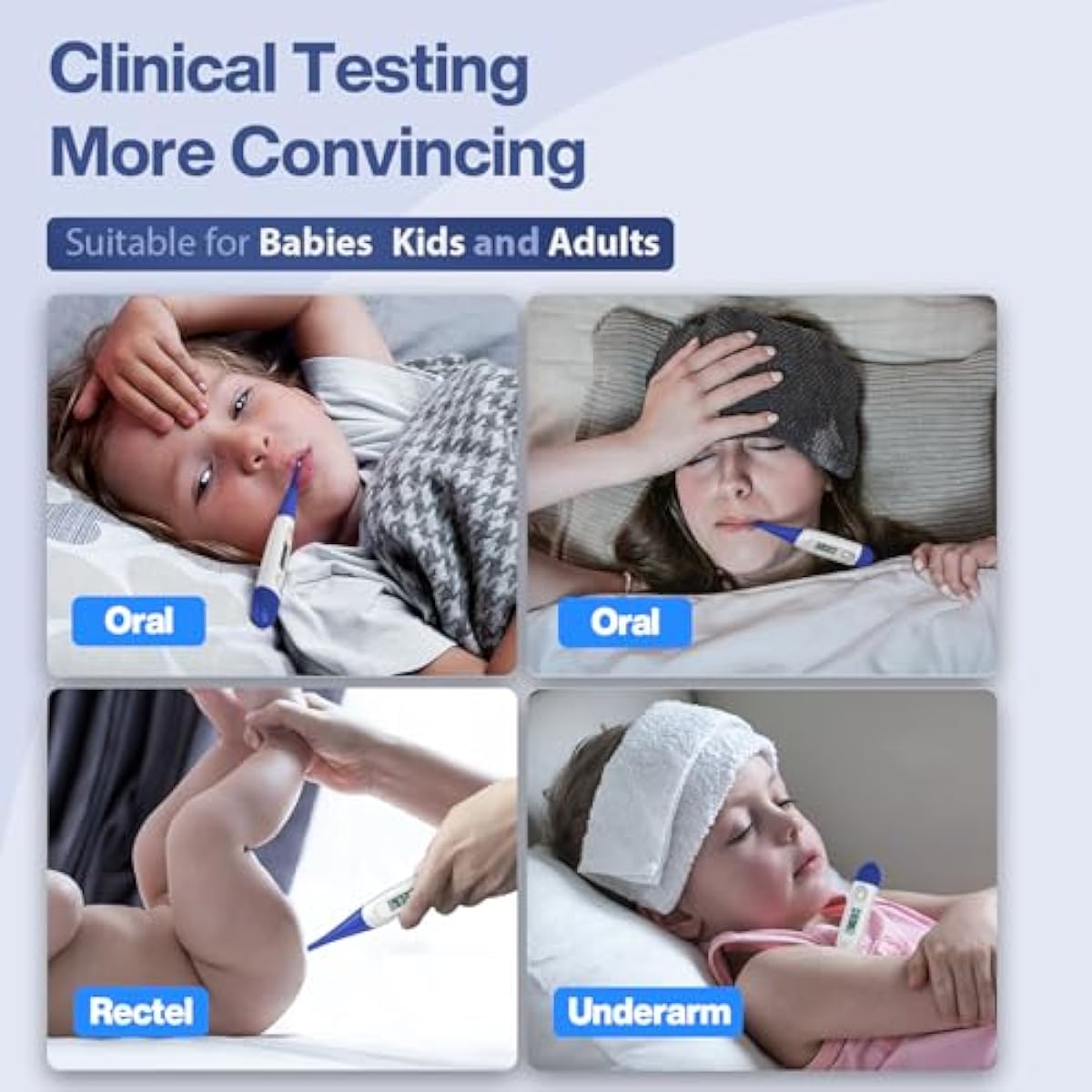 Boncare 10 Seconds Digital Thermometer for Adults and Kids - Accurate & Safe Rectal Thermometer for Baby with Fever Alarm, Oral Thermometer (Dark Blue)