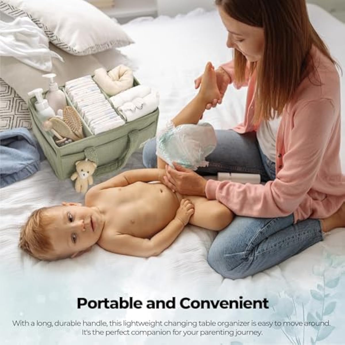 PeraBella Diaper Caddy Organizer for Changing Table, Storage Basket for Wipes and Essentials
