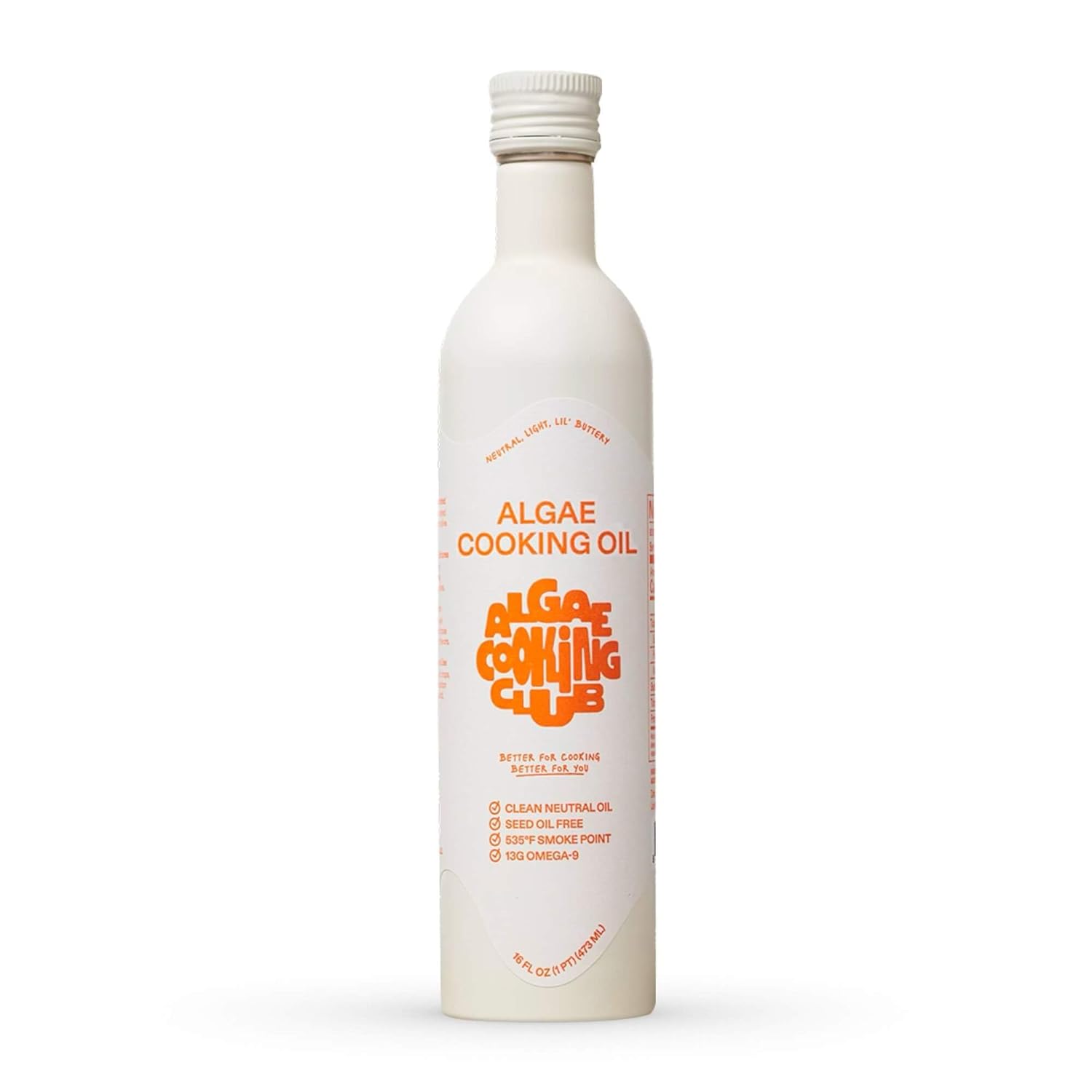Algae Cooking Club Chef-Grade 100% Algae Cooking Oil, 16 fl oz, Seed Oil-Free, High Smoke Point, Omega-9 Rich