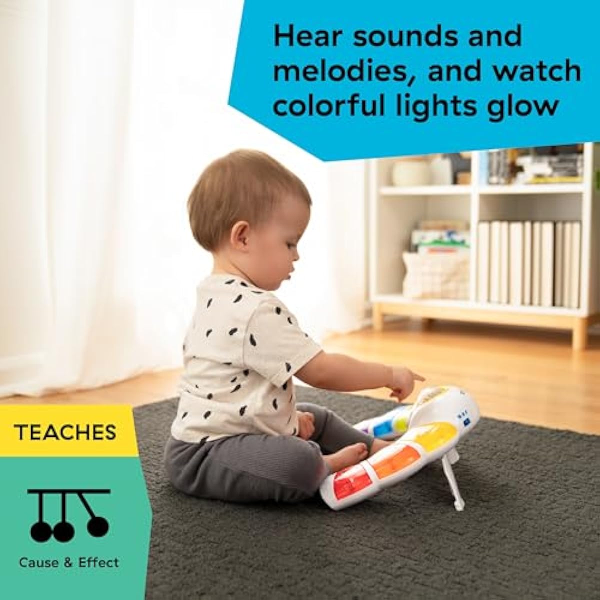 Baby Einstein Glow & Discover Light Bar Musical Toy, Activity Station for Infants Ages 3 Months+ with 3 Learning Modes