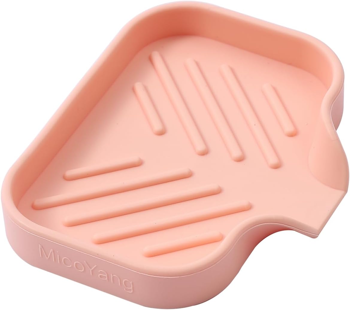 MicoYang silicone bathroom soap dish with drain spout, sink organizer, and sponge holder, 4.9 x 3.2 inches