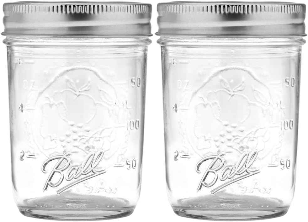 Ball Wide Mouth Glass Mason Jars with Lids and Bands, Used for Canning, Pickling, Juice, Jam, Jelly, Quart Size 32 Ounce (Pack of 2)