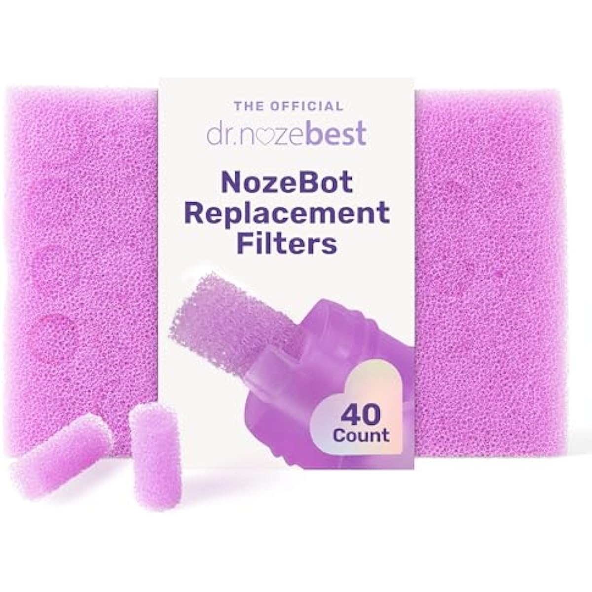 Dr. Noze NozeBot replacement filters for electric baby nasal aspirator in blue and purple