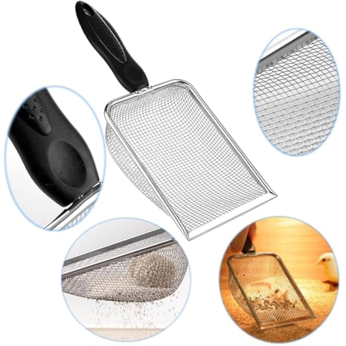 itPlus Stainless Steel Cat Litter Scoop with Mesh Scooper Long Handle Shovel Sifter for Clumping Litter