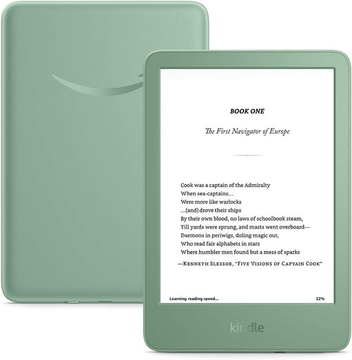 Amazon Kindle 16 GB (newest model) - Lightest and most compact Kindle, now with faster page turns, and higher contrast ratio, for an enhanced reading experience - Matcha