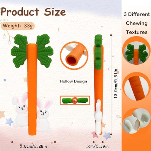 easter baby silicone carrot rabbit hollow teething tubes sensory chew toys for infants over 3 months