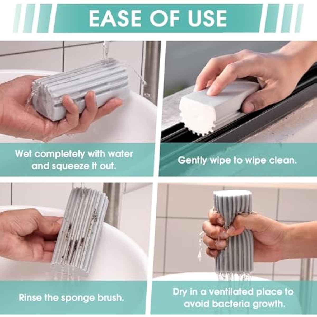 4 Pack Damp Dusting Sponge Duster, Grey Dust Cleaning Sponge, Reusable Household Cleaning Sponge Tool for Blinds, floorboards, Fan Blades, Vents, Glass, Railings, Mirrors