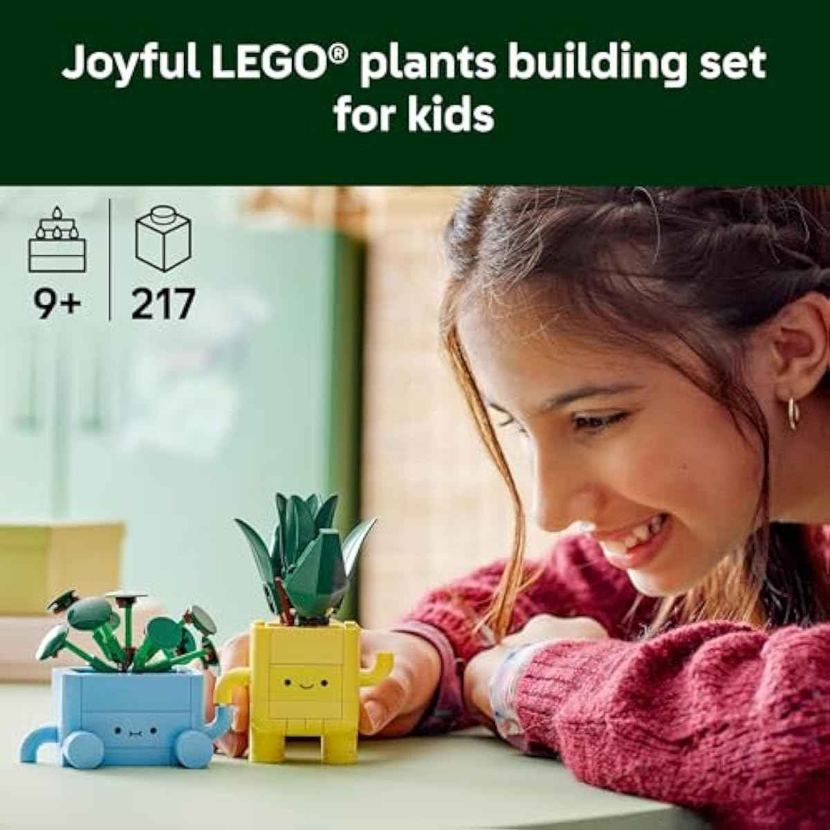 LEGO Botanicals Happy Plants Building Toy for Kids, Girls, and Boys 9+ - Playroom Decor for Desk or Shelf - Birthday Gift Idea for Young Gardeners - Artificial Indoor Plant for Play & Display - 10349