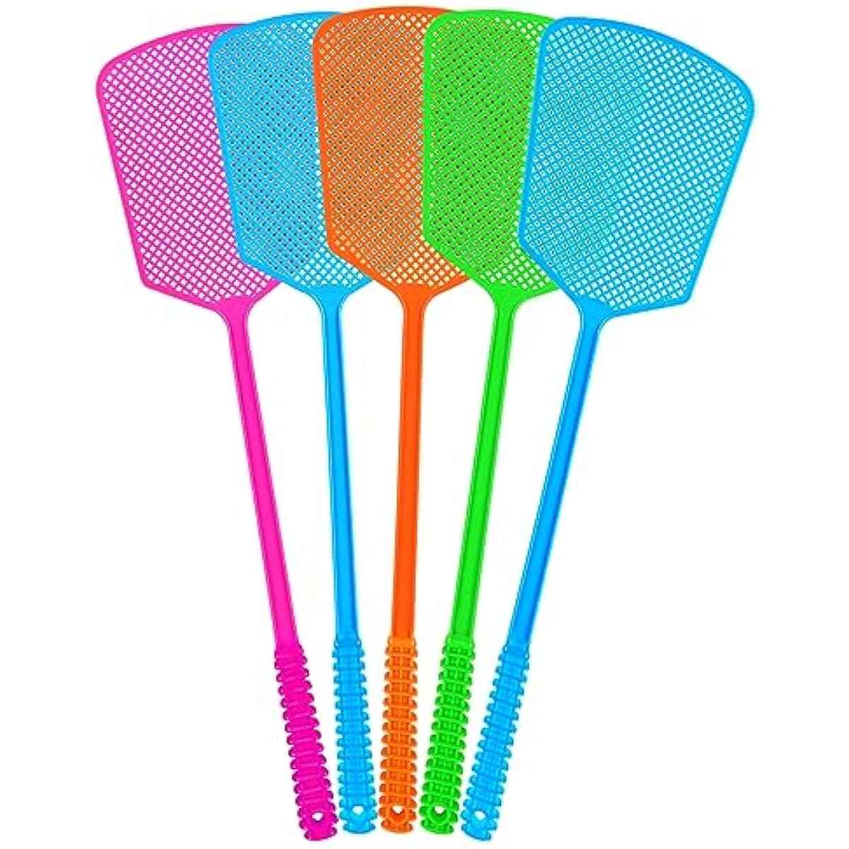 Fly Swatter,5 Pack Plastic Heavy Duty Manual Fly Killer, Long Handle Flyswatter, Large Bug Swatters That Work for Indoor and Outdoor