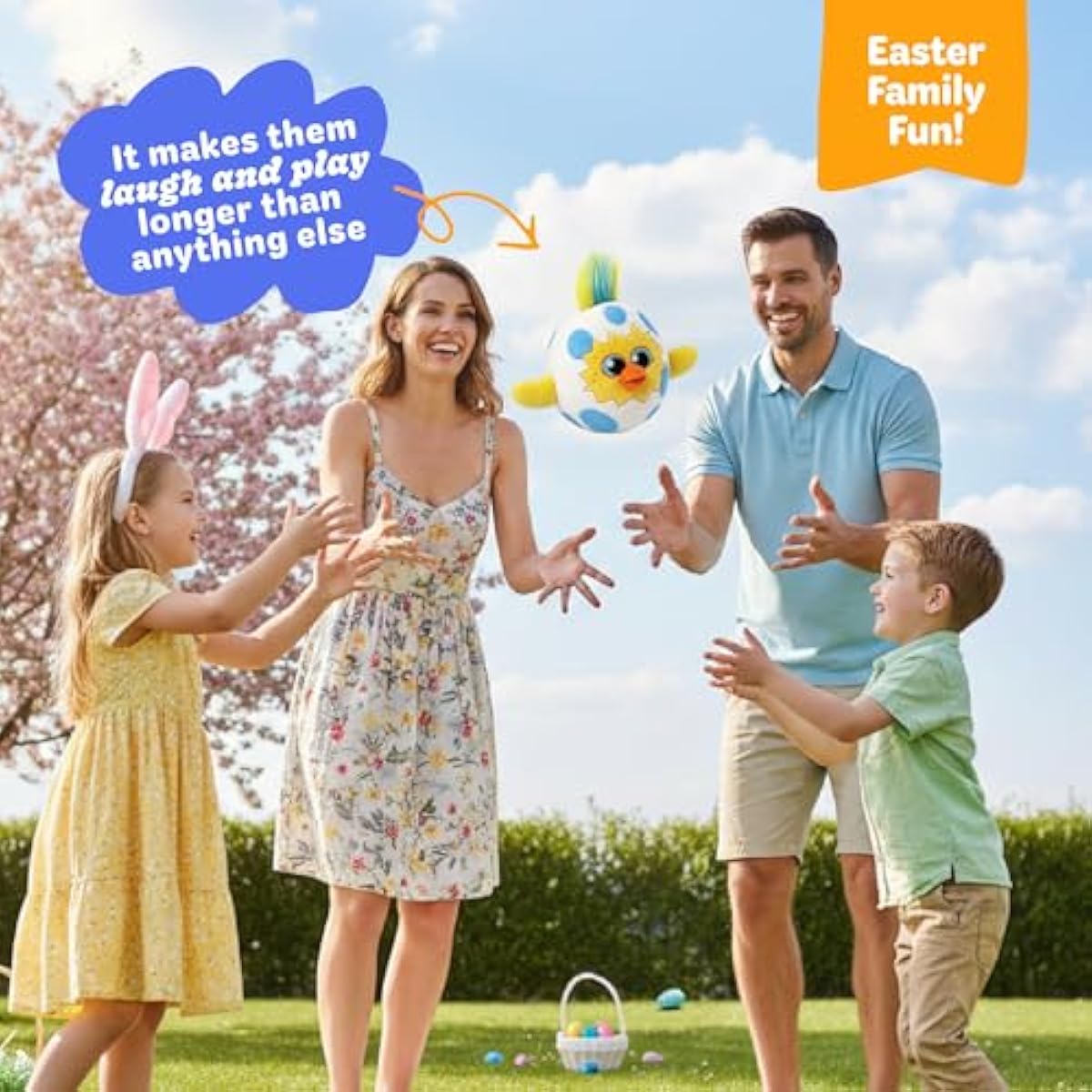 Move2Play Easter Egg Toss Kids Game for ages 3-8, indoor/outdoor hilarious fun toy for toddlers, boys and girls