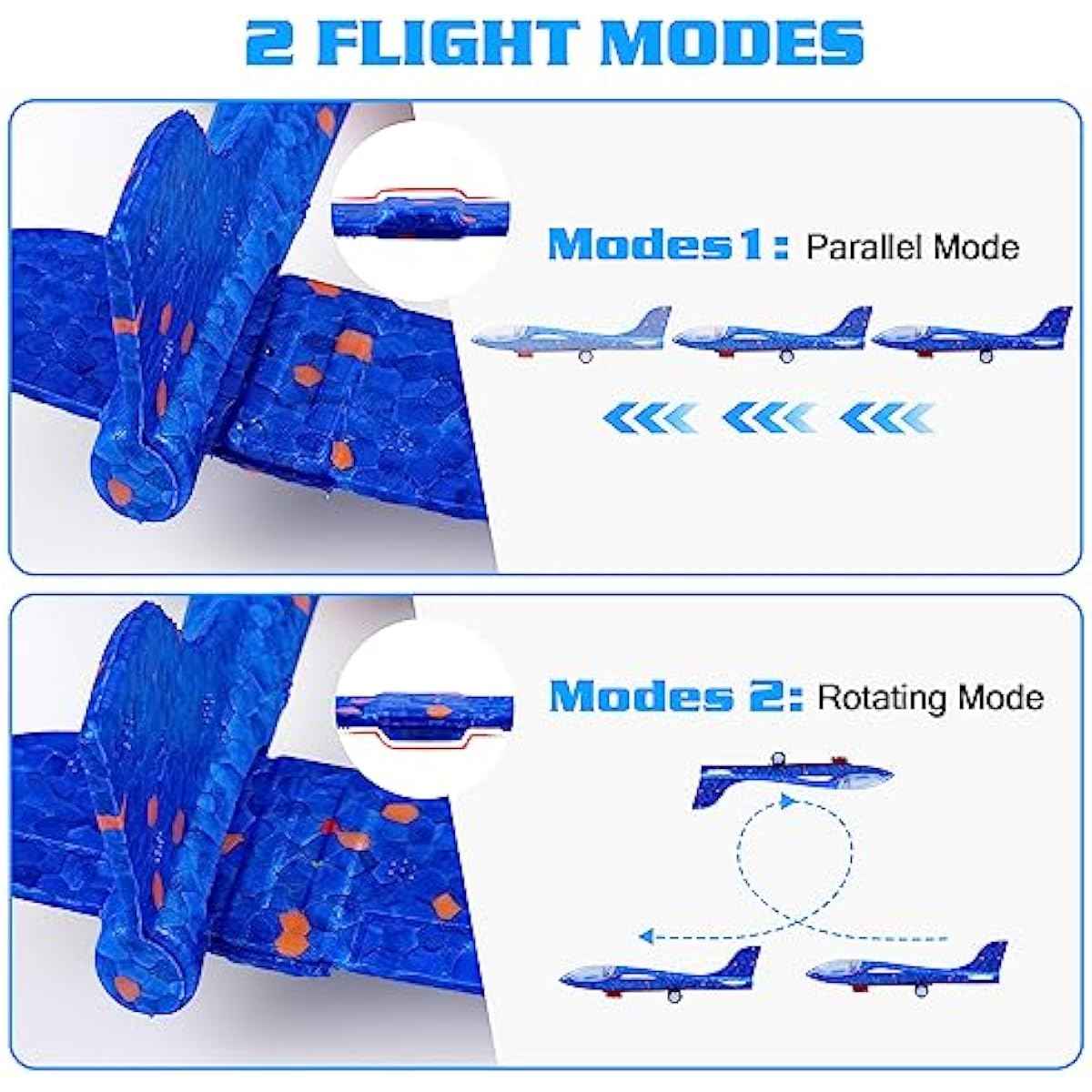 3 Pack Airplane Launcher Toys, 2 Flight Modes LED Foam Glider Catapult Plane, Outdoor Flying Toy for Kids, Birthday Gifts for Boy Girl 3+ Year Old, B-Day Party Supplies
