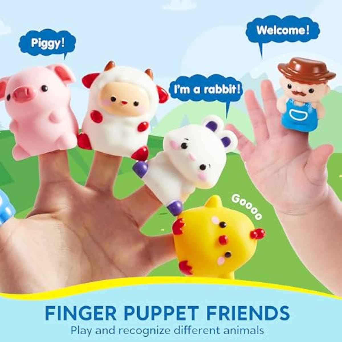 Play-Act Learning Toy for Toddlers 1 2 3 Years Old, Counting, Matching & Sorting Montessori Learning Farm Train Including 9 Farm Animals, Easter Basket Stuffers Birthday Gift for Baby Boys Girls