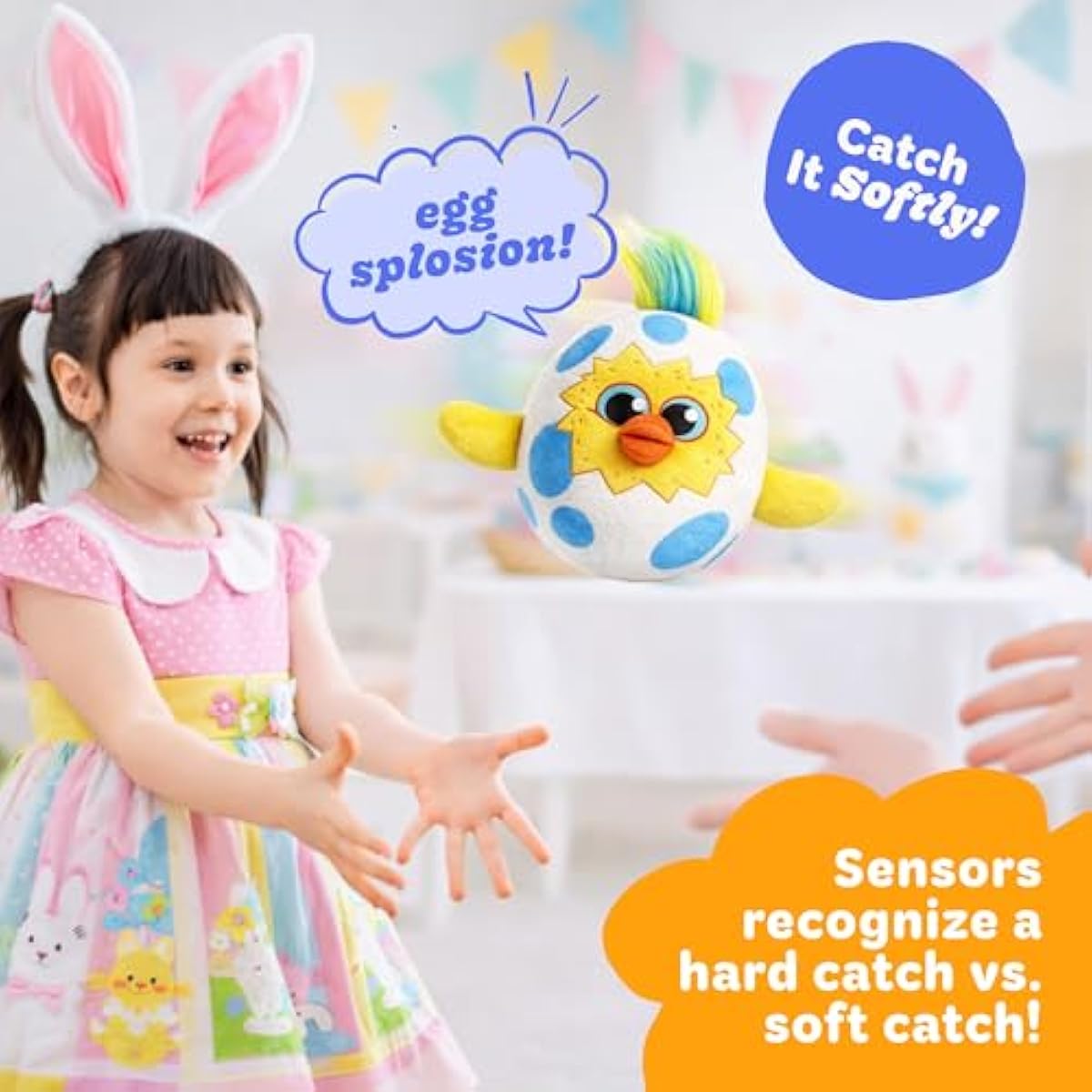 Move2Play Easter Egg Toss Kids Game for ages 3-8, indoor/outdoor hilarious fun toy for toddlers, boys and girls