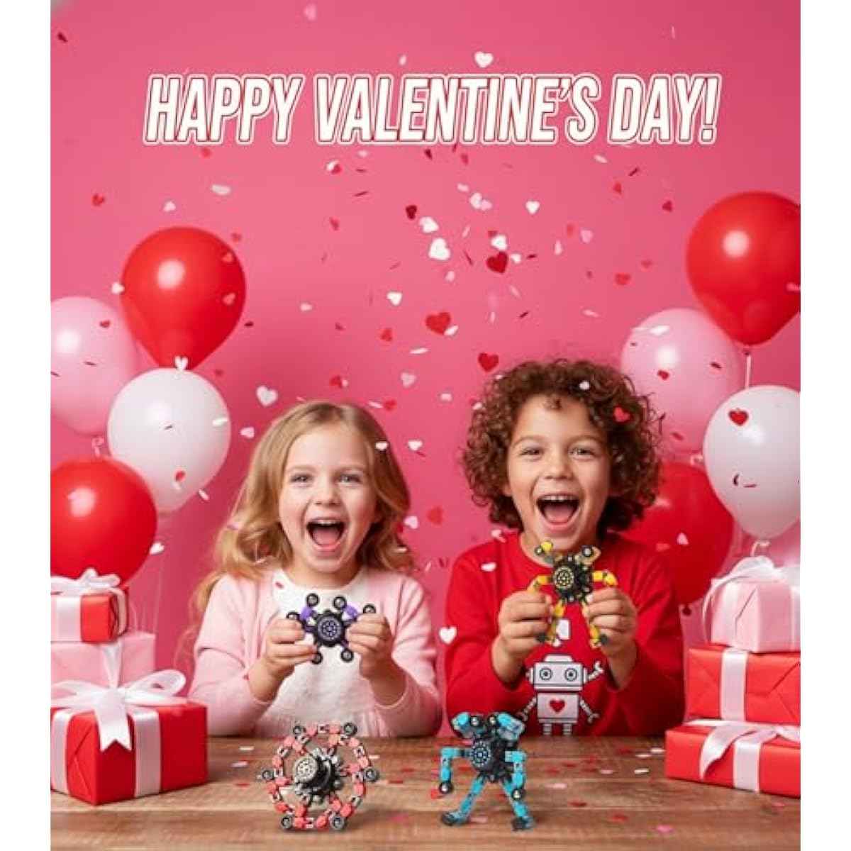 Valentines Day Gifts Transformable Fidget Spinners Toys 4 Pcs for Kids and Adults Stress Relief Sensory Toys for Boys and Girls Age 8-13 Fingertip Gyros Easter Basket Stuffers for Teens