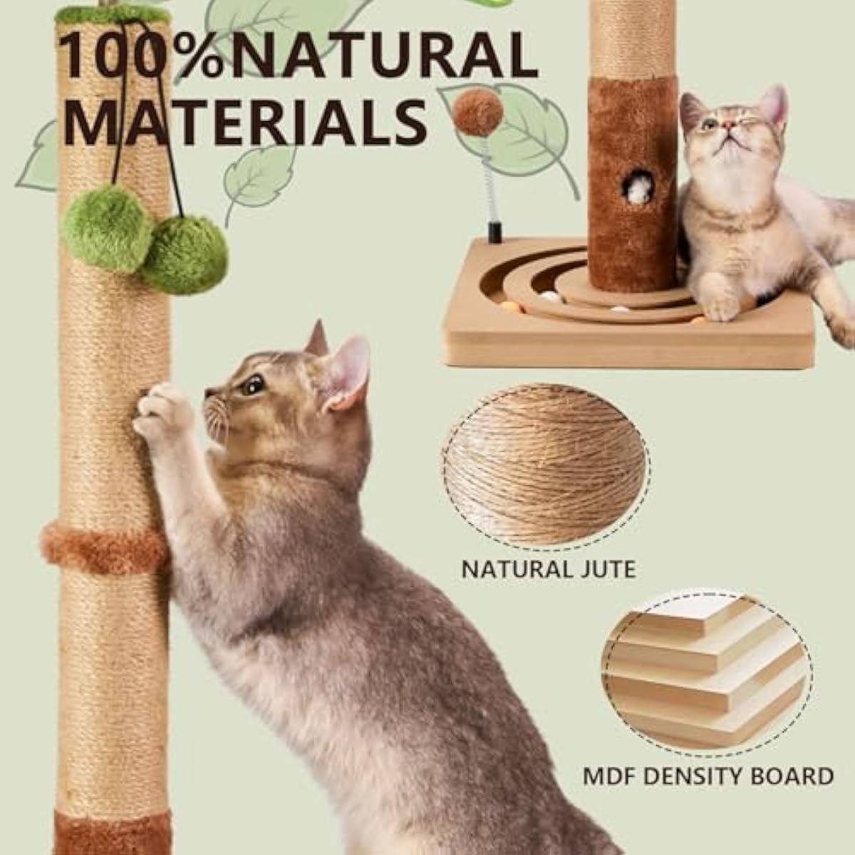MECOOL 35in tall cat scratching post premium scratch posts with hanging ball and ball track