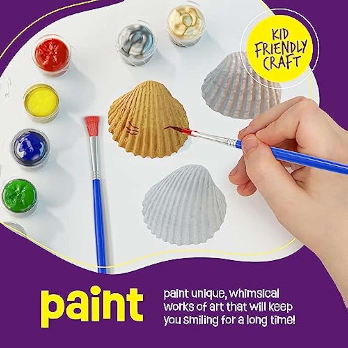 Dan&Darci Kids Sea Shell Painting Kit - Arts & Crafts Easter Gifts for Boys and Girls - Craft Activities Kits - Creative Art Activity Gift Toys for Age 6, 7, 8, 9, 10, 11 & 12 Year Old 8-12