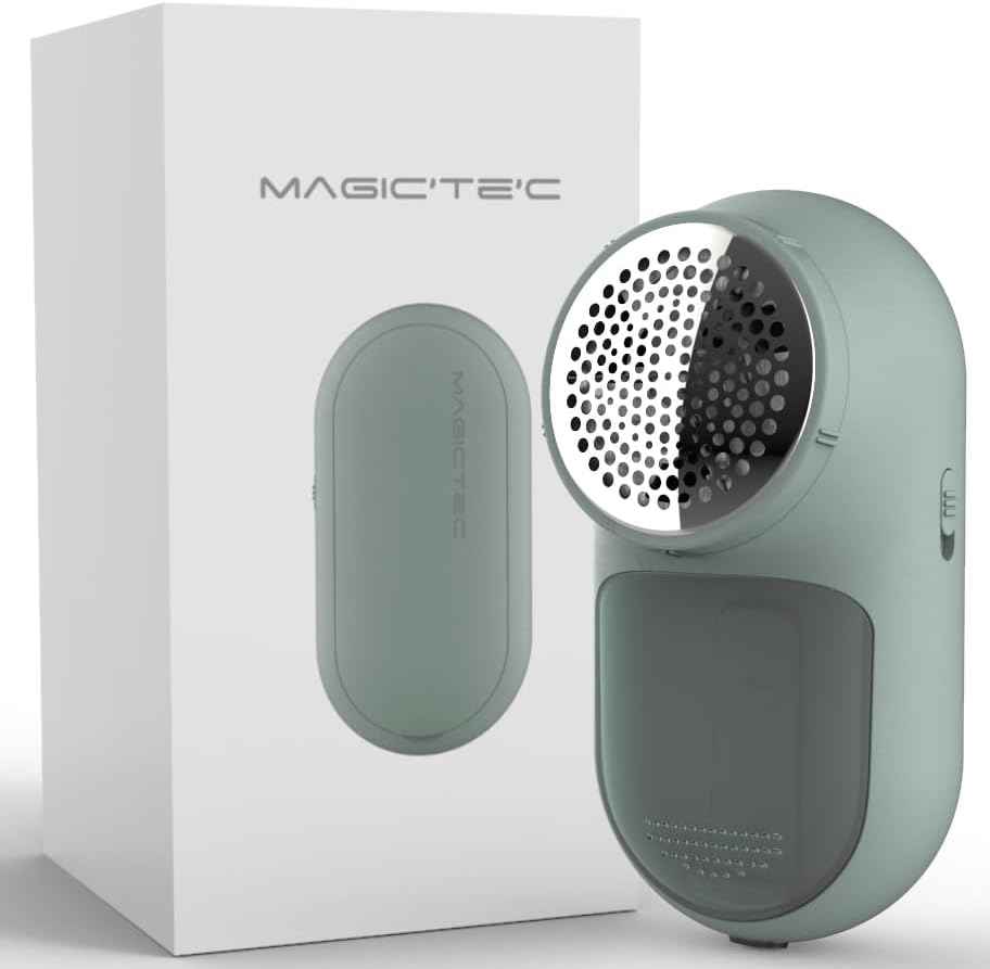Rechargeable Fabric Shaver, Magictec Lint Remover Sweater Defuzzer Lints Fuzzs Pills Pilling Trimmer for Clothes and Furniture -Battery Operated, Green