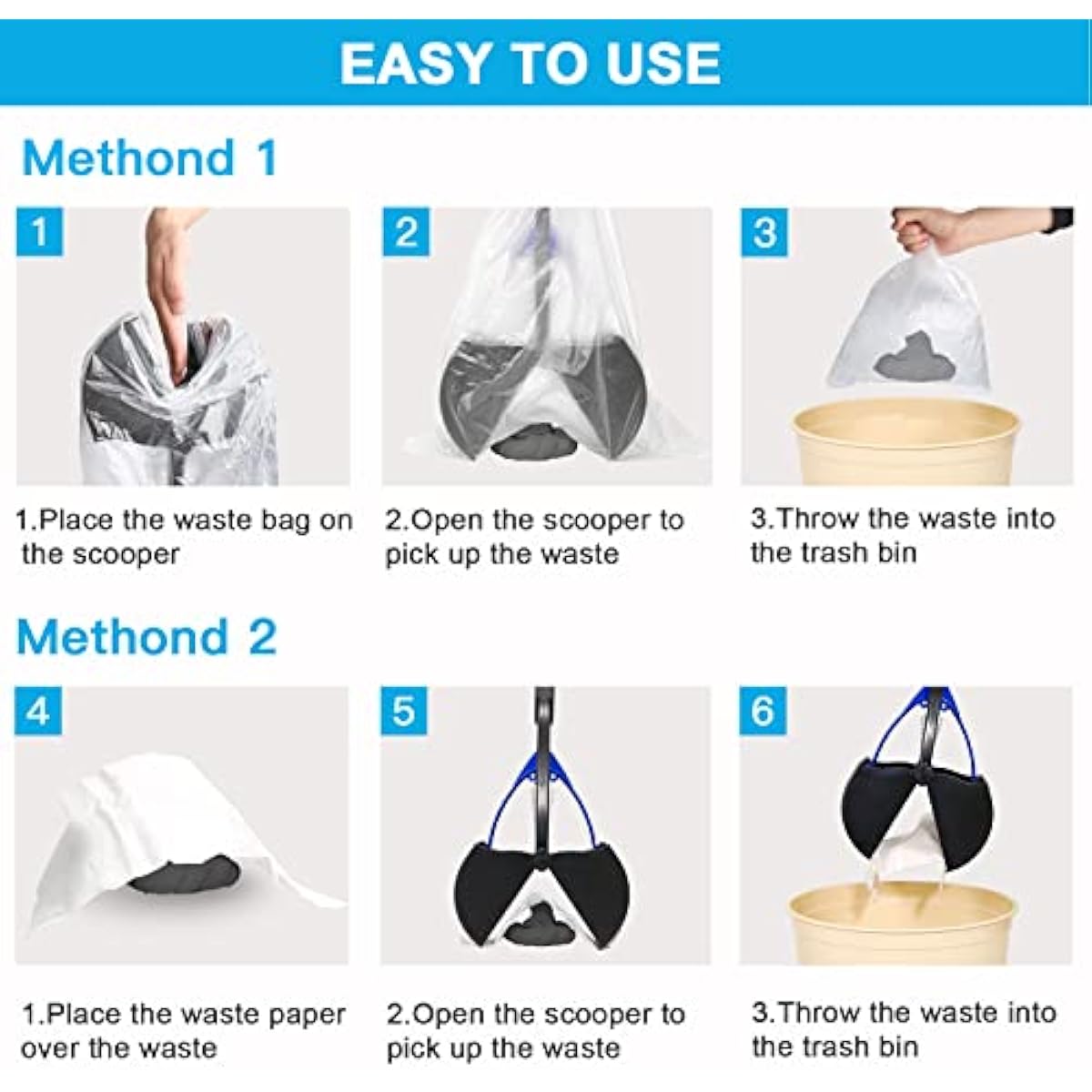 UPSKY Pooper Scooper for Large Small Dogs, Folding Dog Poop Scooper, Sturdy Spring and Premium Materials，Easy to Use for Grass, Dirt, Gravel Pick Up Shovel