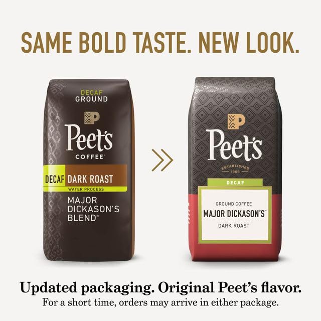 Peet's Decaf Major Dickason's Blend 10.5 Ounce Dark Roast Ground Arabica Coffee Bag