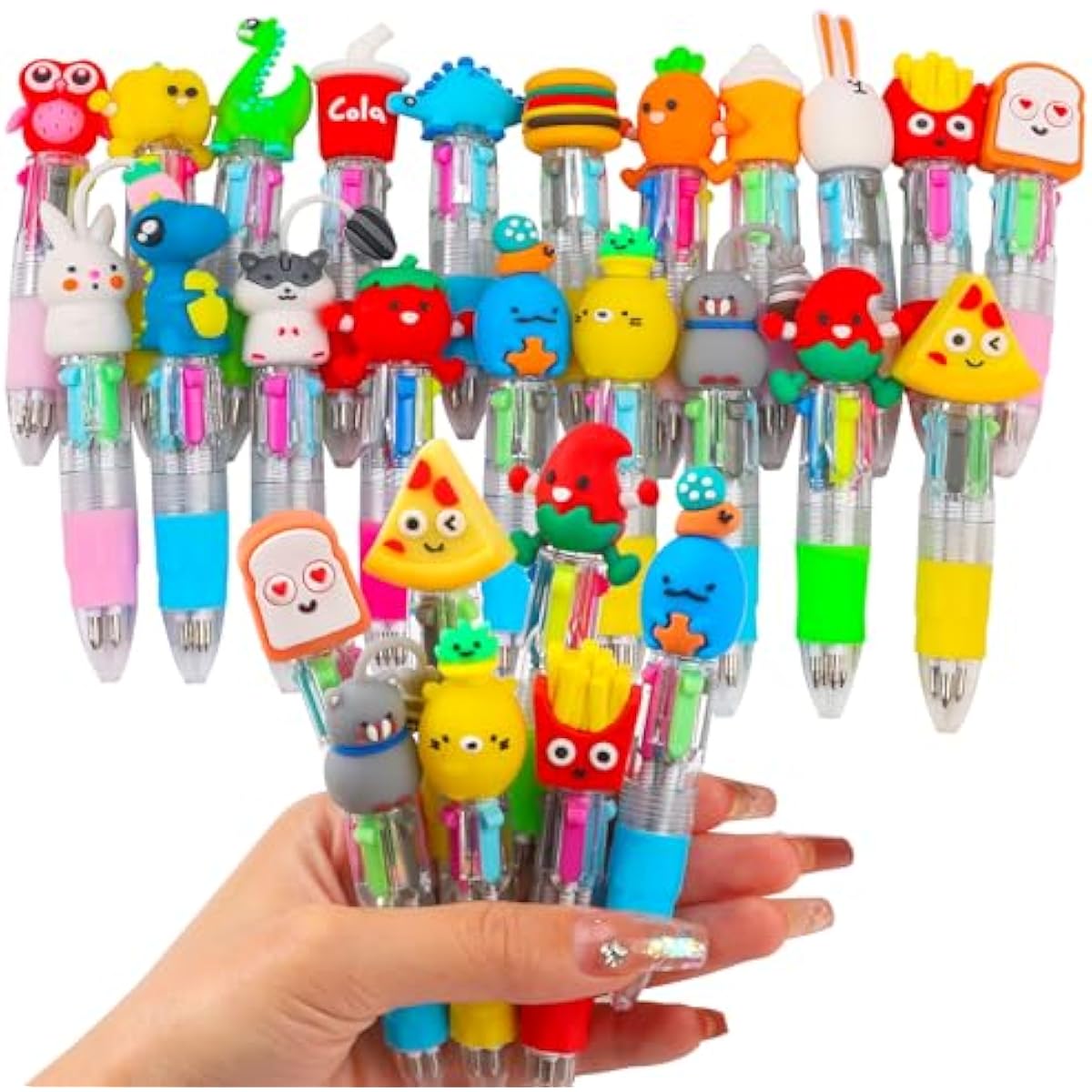 cZWZ 20Pcs Mini Multicolor Pens 4-in-1 Cute Ballpoint Pens for Kids Birthday Party Favors Gifts Teacher Supplies